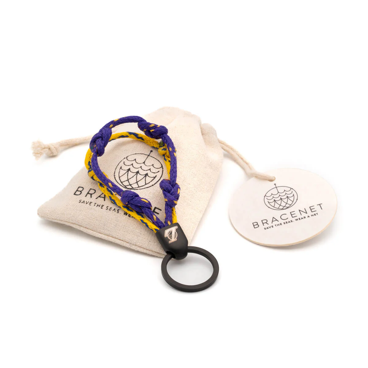 LA Lakers Bracenet Purple & Gold Upcycled Fishing Net Keychain - Image 3