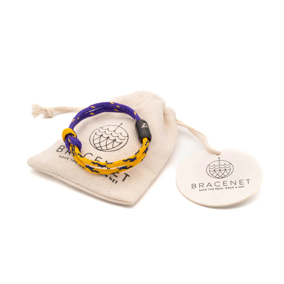 LA Lakers Bracenet Purple & Gold Upcycled Fishing Net Bracelet - Image 3