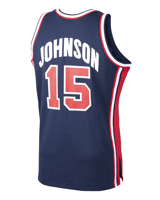 Magic Johnson USA Basketball Home 1992 Dream Team Authentic Jersey - Navy - Image 3